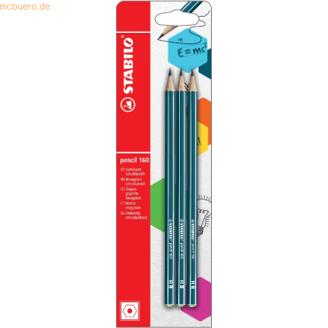 10 x Stabilo Schulbleistift sechskant pencil 160 HB petrol Blisterkart von Stabilo