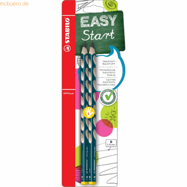 5 x Stabilo Bleistift Easygrap HB petrol Blisterkarte VE=2 Stück von Stabilo