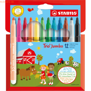 Stabilo Filzstift Trio Jumbo3,0 mm (XXL) Kartonetui mit 12 Stiften von Stabilo