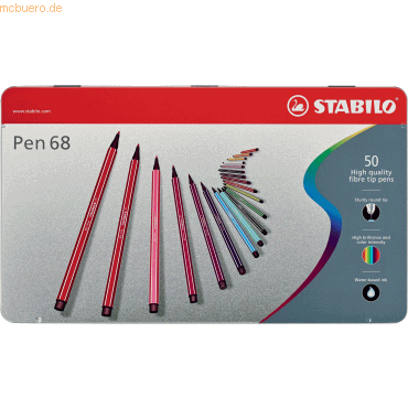 Stabilo Fasermaler Pen 68 Metalletui mit 50 Stiften von Stabilo