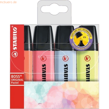 Stabilo Textmarker Boss Original Pastel Etui VE=4 Farben von Stabilo