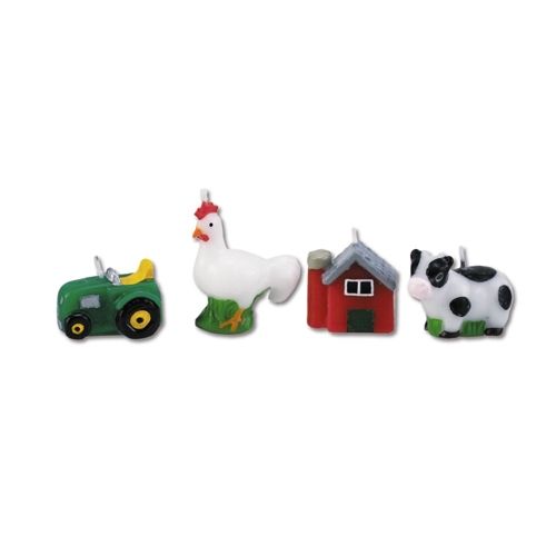 Tortenkerzen Bauernhof-Tiere im 4er-Set, ca. 4cm, Traktor, Kuh,Huhn... von Städter GmbH