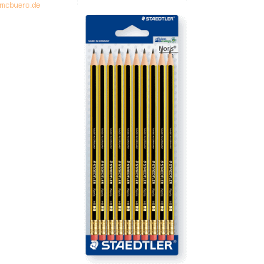 10 x Staedtler Bleistift Noris HB mit Radiertip VE=10 Stück von Staedtler