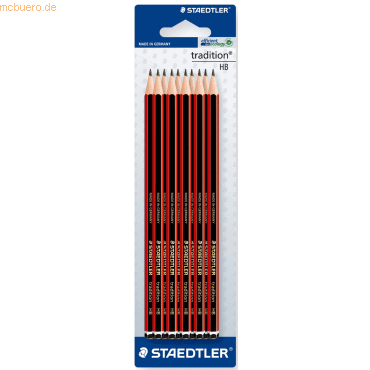 10 x Staedtler Bleistift tradition HB schwarz/rot VE=10 Stück von Staedtler