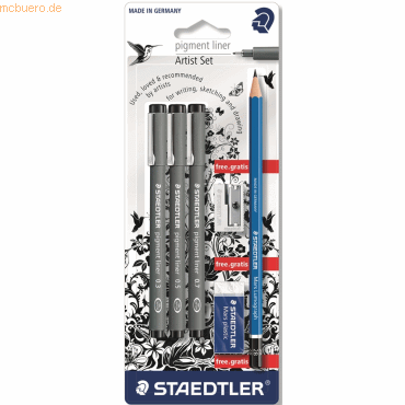 Staedtler Feinschreiber pigment liner schwarz je 1x 0,3mm, 0,5mm, 0,7m von Staedtler