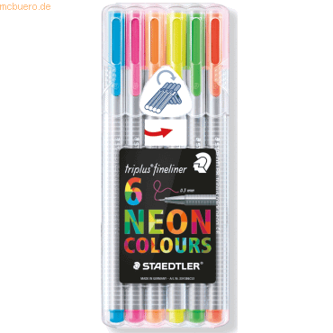 10 x Staedtler Feinschreiber triplus fineliner 0,3 mm neon Aufstellbox von Staedtler