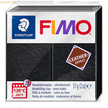 6 x Staedtler Modelliermasse Fimo Kunststoff 57g leather-effekt schwar von Staedtler