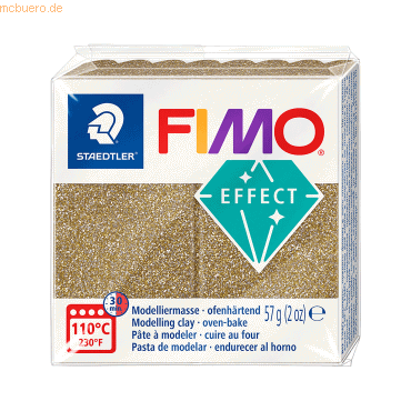 6 x Staedtler Modelliermasse Fimo effect 57g gold glitter von Staedtler