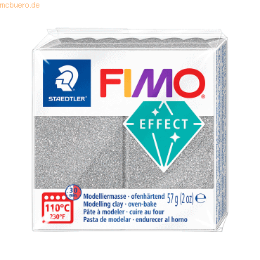 6 x Staedtler Modelliermasse Fimo effect 57g silber glitter von Staedtler