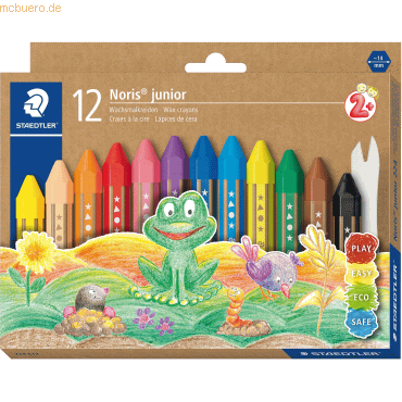 6 x Staedtler Wachsmalkreide Noris junior 224 sechskant VE=12 Farben von Staedtler