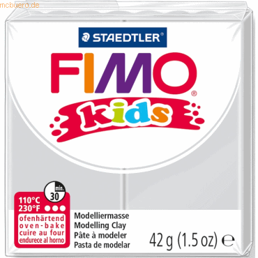 8 x Staedtler Modelliermasse Fimo Kids hellgrau 42g von Staedtler