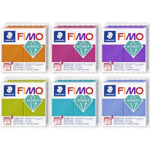 FIMO Soft Polymer Oven Bake Modelliermasse – 57 g Blöcke – Set mit 6 – Metallic-Farben von Staedtler