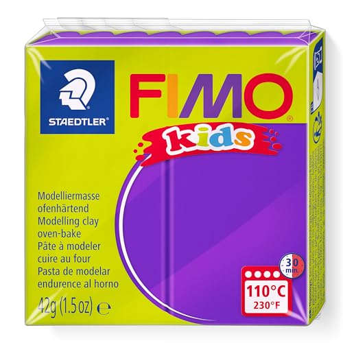 FIMO kids, Modelliermasse zum Modellieren und Kneten, 16 Farben, für Kinder Lila von Staedtler