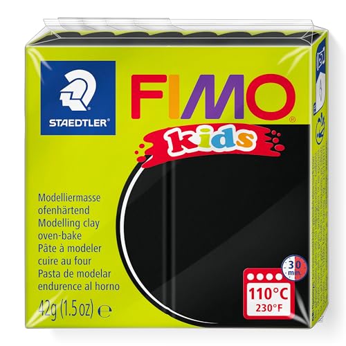 FIMO kids, Modelliermasse zum Modellieren und Kneten, 16 Farben, für Kinder Schwarz von Staedtler