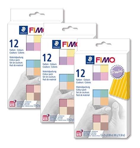 FIMO soft ofenhärtende Modelliermasse. Kartonetui (12 Blöcke, Pastell - Farben, 3) von Staedtler