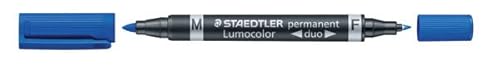 Lumocolor® duo Permanentmarker 348, Strichstärke F, M, Rundspitze, blau von Staedtler