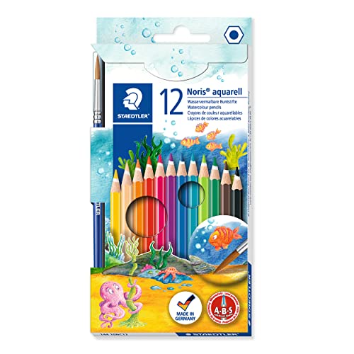 STAEDTLER 14410NC12 - Noris Club Aquarell-Buntstifte, 12 brillanten Farben von Staedtler