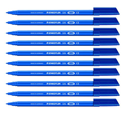 STAEDTLER 326-3 Fasermaler Noris Club, circa 1.0 mm, auswaschbar, 10 Stück im Kartonetui, blau von Staedtler