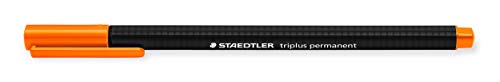 STAEDTLER 331-4 Fineliner triplus permanent (wasserfest, ergonomische Dreikantform, hohe Qualität superfeine Spitze, Linienbreite 0.3 mm, Set mit 10 Stück) orange von Staedtler