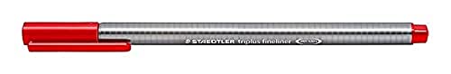 STAEDTLER 334-2 Fein-Liner und Pigmentliner Feinliner Triplus rot, Grau / Rot, 1 pezzo von Staedtler