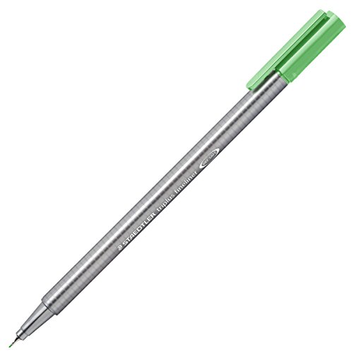 STAEDTLER 334-550 Triplus Fineliner (Dreikant, Superfeine, Metallgefasste Spitze, Linienbreite ca. 0,3 mm, 10 Stück) blassgrün von Staedtler