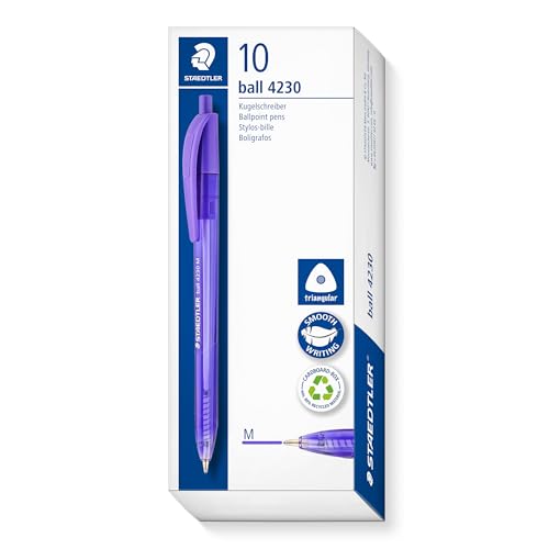 STAEDTLER 4230 M-6 Kugelschreiber, einziehbar, Regenbogenfarben, Violett, 10 Stück von Staedtler