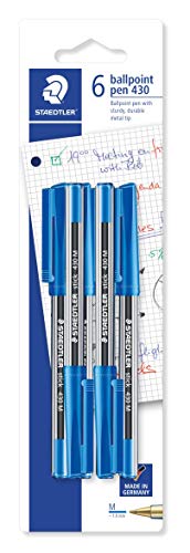 STAEDTLER 430 M3BK6 stick Kugelschreiber Linienbreite M, 0.45 mm, 6 Stück auf Blisterkarte, blau von Staedtler