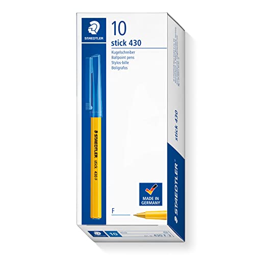 STAEDTLER 430 Stick Kugelschreiber F Spitze 0,8 mm Strichbreite 0,3 mm 10 Stück blau von Staedtler