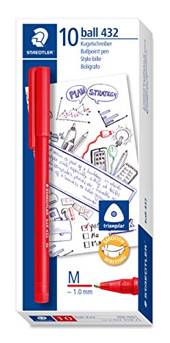 STAEDTLER 432 M-2 office colours Kugelschreiber Linienbreite M, 0.45 mm, 10 Stück im Kartonetui, rot von Staedtler