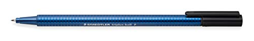 STAEDTLER 437 F-9 Kugelschreiber (triplus ball, ergonomische Dreikantform, hohe Qualität, Set mit 10 Stück, Farbe Schwarz, Linienbreite F) von Staedtler