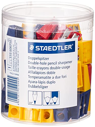 STAEDTLER 510 60KP50 Doppelspitzer für Bleistifte farblich sortiert, 50 Stück in Köcherpackung von Staedtler