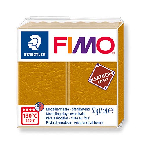 STAEDTLER 8010-179 Fimo Leather-Effect ofenhärtende Modelliermasse (für kreative Objekte im Leder-Look, lederähnliche Optik und Haptik) Farbe ocker von Staedtler