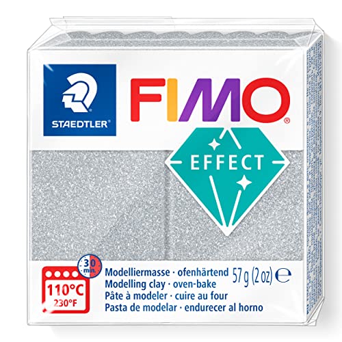 STAEDTLER 8010-812 ST FIMO-Effekt Modelliermasse, Silberfarben glitzernd, Standard, silber von Staedtler