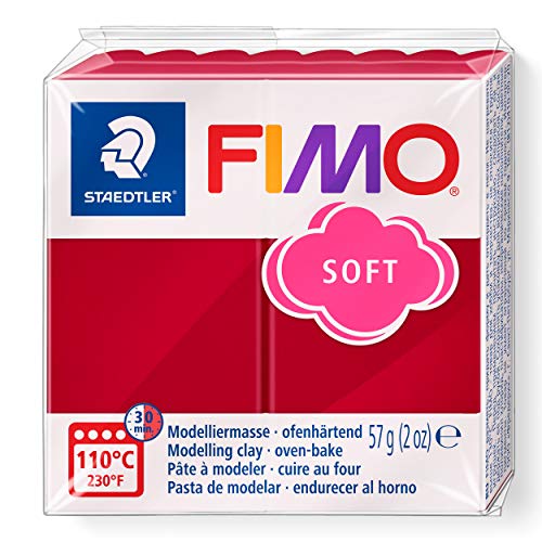 STAEDTLER 8020-26 - Fimo Soft Normalblock, Modelliermasse, 57 g, kirschrot von Staedtler