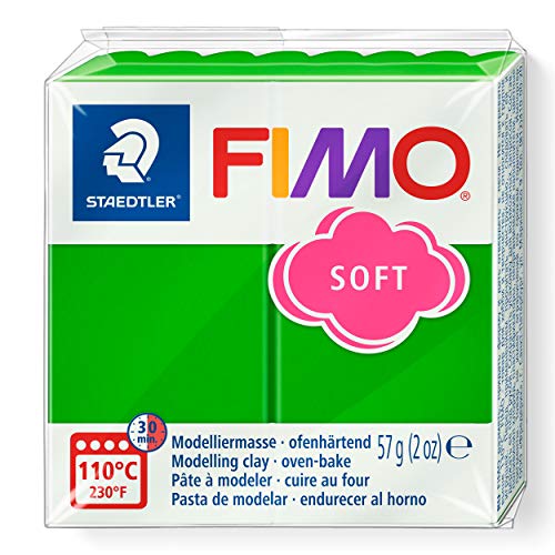 STAEDTLER 8020-53 - Fimo Soft Normalblock, Modelliermasse, 57 g, tropischgrün, 1 Packung von Staedtler