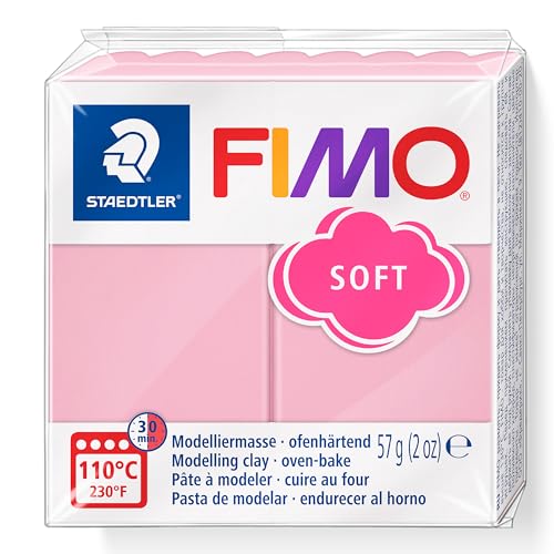 STAEDTLER ofenhärtende Modelliermasse FIMO soft Trendfarben, strawberry cream, 57 g, weich und geschmeidig, für Einsteiger und Hobbykünstler, kompatibel mit FIMO effect und FIMO professional, 8020-T21 von Staedtler