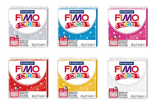 STAEDTLER 8030 AMZ 07 - Fimo Kids Glitter Modelliermasse, 6 Blöcke, 42 g, Glitzer, glitter - 6 blöcke von Staedtler