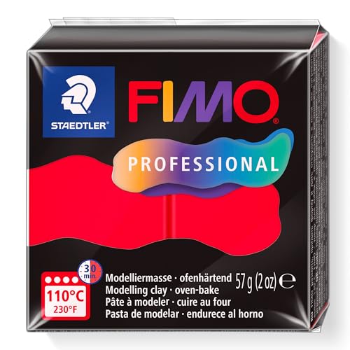 STAEDTLER FIMO Professional 8040 ofenhärtende Modelliermasse, speziell für Profis und Künstler, Einzelprodukt reinrot, 8040-200 von Staedtler