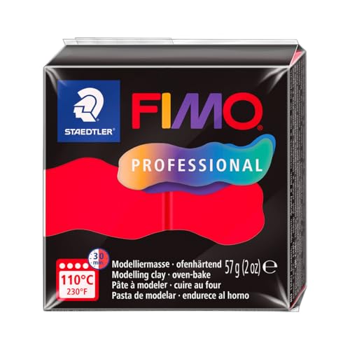 STAEDTLER FIMO Professional 8040 ofenhärtende Modelliermasse, speziell für Profis und Künstler, Einzelprodukt reinrot, 8040-200 von Staedtler