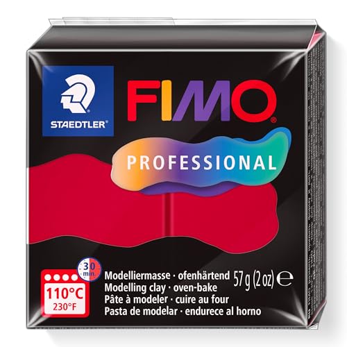 STAEDTLER FIMO Professional 8040 ofenhärtende Modelliermasse, speziell für Profis und Künstler, Einzelprodukt Karmin, 8040-29 von Staedtler