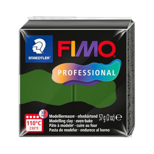 STAEDTLER FIMO Professional 8040 ofenhärtende Modelliermasse, speziell für Profis und Künstler, Einzelprodukt blattgrün, 8040-57 von Staedtler