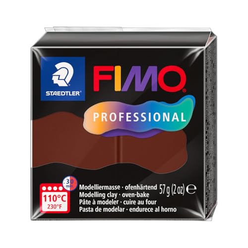 STAEDTLER FIMO professional 8040 ofenhärtende Modelliermasse, speziell für Profis und Künstler, Einzelprodukt schokolade, 8040-77 von Staedtler