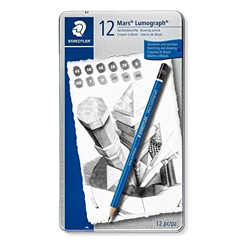 STAEDTLER Bleistift Mars Lumograph, 12er Metalletui, Sie erhalten 1 Packung, Packungsinhalt: 12 er Etui von Staedtler