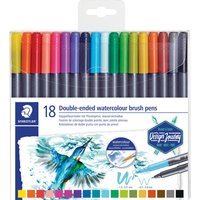 STAEDTLER Doppelfasermaler mit Pinselspitze, 18 St. von Staedtler