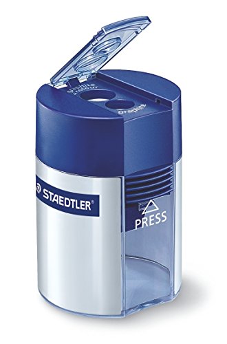 STAEDTLER Doppelspitzdose, für unterschiedliche Stiftformate, geeignet für normalstarke und für jumbo Blei- und Farbstifte, Verschlussdeckel mit Drucktaste, 512 001 von Staedtler