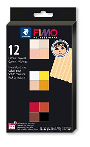 STAEDTLER FIMO Professional Doll Art, ofenhärtende Modelliermasse, speziall zum Modellieren von Puppen, Set mit 12 Farben, 8073 C12-1 von Staedtler