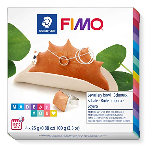 STAEDTLER FIMO Soft DIY-Set „ Schmuckschale“ im "Boho Nature Style" mit Anleitung und Zubehör, ofenhärtende Modelliermasse für kreative Objekte MADE by YOU, 8025 DIY5 von STAEDTLER