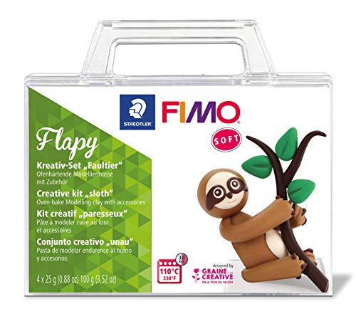 STAEDTLER FIMO soft Modellierset „Flapy“, Ofenhärtende Modelliermasse mit Zubehör im praktischen, wiederverschließbaren Acrylkoffer, 8025 32 von STAEDTLER