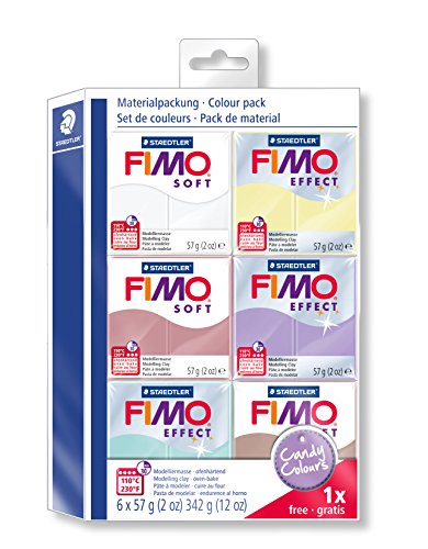 STAEDTLER FIMO soft ofenhärtende Modelliermasse, Materialpackung "Candy Colours", 6 Normalblöcke à 57 g, 8023 25 von Staedtler