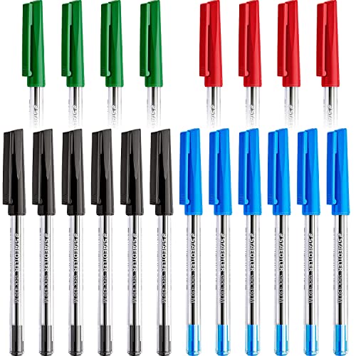 STAEDTLER Kugelschreiber, mittelgroß, 0,5 mm, 430 M, glatt, 6 x Schwarz, 6 x Blau, 4 x Grün und 4 x Rot, 20 Stück von Staedtler